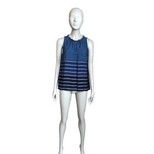 Loft Blue and White Striped Tank Top